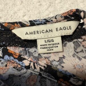 American Eagle Outfitters Floral Blouse - Black, Orange, White